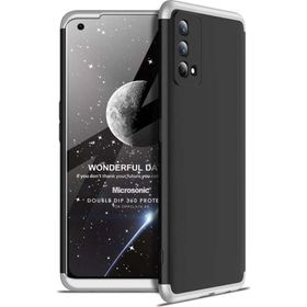 Microsonic Oppo A74 4G Double Dip 360 Protective Siyah Gri Cep Telefonu Kılıfı
