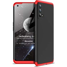 Microsonic Oppo A74 4G Double Dip 360 Protective Siyah Kırmızı Cep Telefonu Kılıfı