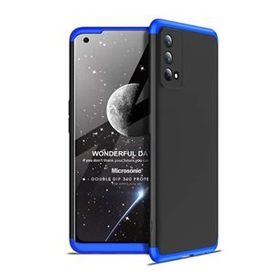 Microsonic Oppo A74 4G Double Dip 360 Protective Siyah Mavi Cep Telefonu Kılıfı