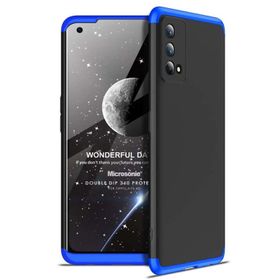 Microsonic Oppo A74 4G Double Dip 360 Protective Siyah Mavi Cep Telefonu Kılıfı