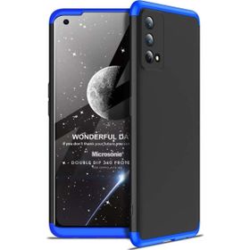 Microsonic Oppo A74 4G Double Dip 360 Protective Siyah Mavi Cep Telefonu Kılıfı
