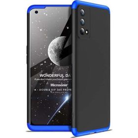 Microsonic Oppo A74 4G Double Dip 360 Protective Siyah Mavi Cep Telefonu Kılıfı