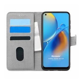 Microsonic Oppo A74 4G Fabric Book Wallet Gri Cep Telefonu Kılıfı