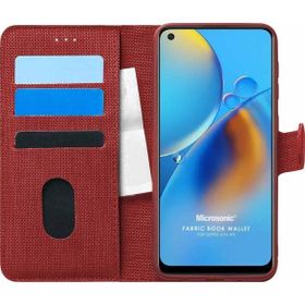 Microsonic Oppo A74 4G Fabric Book Wallet Kırmızı Cep Telefonu Kılıfı