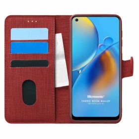 Microsonic Oppo A74 4G Fabric Book Wallet Kırmızı Cep Telefonu Kılıfı