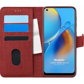 Microsonic Oppo A74 4G Fabric Book Wallet Kırmızı Cep Telefonu Kılıfı