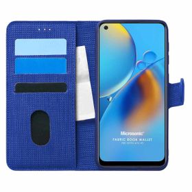 Microsonic Oppo A74 4G Fabric Book Wallet Lacivert Cep Telefonu Kılıfı