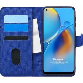 Microsonic Oppo A74 4G Fabric Book Wallet Lacivert Cep Telefonu Kılıfı