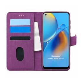 Microsonic Oppo A74 4G Fabric Book Wallet Mor Cep Telefonu Kılıfı