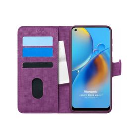 Microsonic Oppo A74 4G Fabric Book Wallet Mor Cep Telefonu Kılıfı
