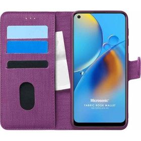 Microsonic Oppo A74 4G Fabric Book Wallet Mor Cep Telefonu Kılıfı