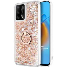 Microsonic Oppo A74 4G Glitter Liquid Holder Gold Cep Telefonu Kılıfı