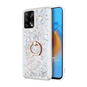 Microsonic Oppo A74 4G Glitter Liquid Holder Gümüş Cep Telefonu Kılıfı
