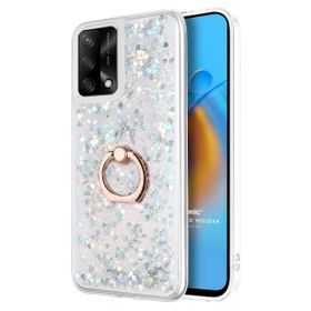 Microsonic Oppo A74 4G Glitter Liquid Holder Gümüş Cep Telefonu Kılıfı