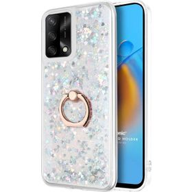 Microsonic Oppo A74 4G Glitter Liquid Holder Gümüş Cep Telefonu Kılıfı