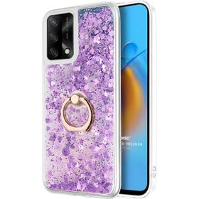 Microsonic Oppo A74 4G Glitter Liquid Holder Mor Cep Telefonu Kılıfı