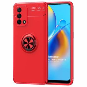 Microsonic Oppo A74 4G Kickstand Ring Holder Kırmızı Cep Telefonu Kılıfı