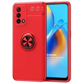 Microsonic Oppo A74 4G Kickstand Ring Holder Kırmızı Cep Telefonu Kılıfı