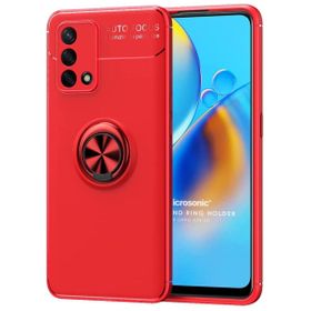 Microsonic Oppo A74 4G Kickstand Ring Holder Kırmızı Cep Telefonu Kılıfı
