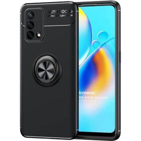 Microsonic Oppo A74 4G Kickstand Ring Holder Siyah Cep Telefonu Kılıfı