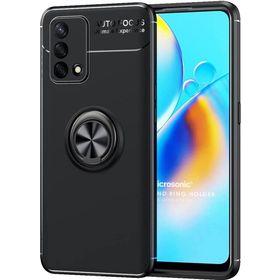 Microsonic Oppo A74 4G Kickstand Ring Holder Siyah Cep Telefonu Kılıfı