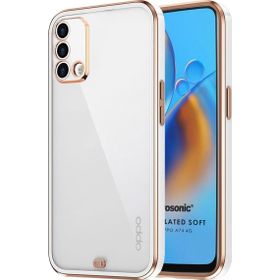 Microsonic Oppo A74 4G Laser Plated Soft Beyaz Cep Telefonu Kılıfı