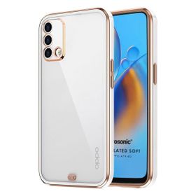 Microsonic Oppo A74 4G Laser Plated Soft Beyaz Cep Telefonu Kılıfı