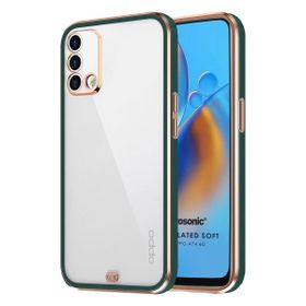 Microsonic Oppo A74 4G Laser Plated Soft Koyu Yeşil Cep Telefonu Kılıfı