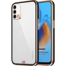 Microsonic Oppo A74 4G Laser Plated Soft Siyah Cep Telefonu Kılıfı