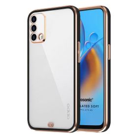 Microsonic Oppo A74 4G Laser Plated Soft Siyah Cep Telefonu Kılıfı