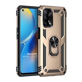 Microsonic Oppo A74 4G Military Ring Holder Gold Cep Telefonu Kılıfı