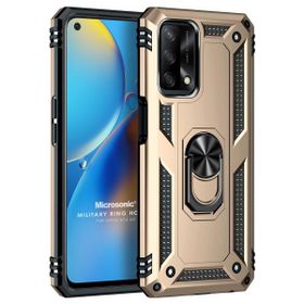 Microsonic Oppo A74 4G Military Ring Holder Gold Cep Telefonu Kılıfı
