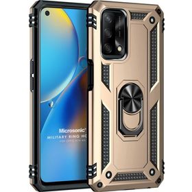 Microsonic Oppo A74 4G Military Ring Holder Gold Cep Telefonu Kılıfı