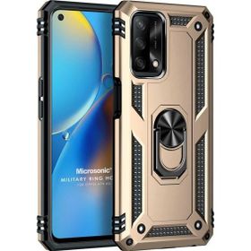 Microsonic Oppo A74 4G Military Ring Holder Gold Cep Telefonu Kılıfı
