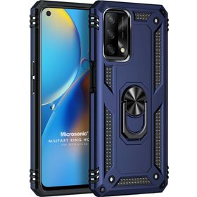 Microsonic Oppo A74 4G Military Ring Holder Lacivert Cep Telefonu Kılıfı