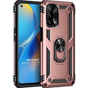 Microsonic Oppo A74 4G Military Ring Holder Rose Gold Cep Telefonu Kılıfı