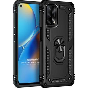 Microsonic Oppo A74 4G Military Ring Holder Siyah Cep Telefonu Kılıfı