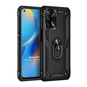 Microsonic Oppo A74 4G Military Ring Holder Siyah Cep Telefonu Kılıfı