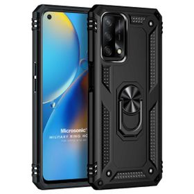 Microsonic Oppo A74 4G Military Ring Holder Siyah Cep Telefonu Kılıfı