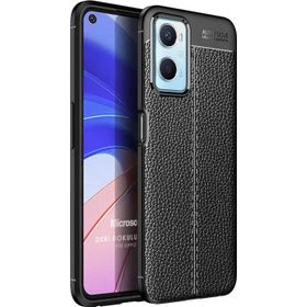 Microsonic Oppo A76 Deri Dokulu Silikon Siyah Kılıf