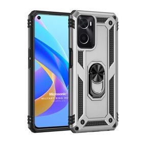 Microsonic Oppo A76 Military Ring Holder Gümüş Kılıf