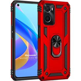Microsonic Oppo A76 Military Ring Holder Kırmızı Kılıf