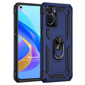 Microsonic Oppo A76 Military Ring Holder Lacivert Cep Telefonu Kılıfı