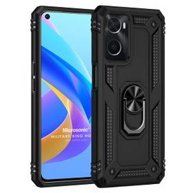 Microsonic Oppo A76 Military Ring Holder Siyah Kılıf