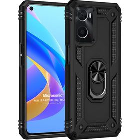 Microsonic Oppo A76 Military Ring Holder Siyah Kılıf