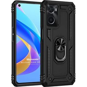 Microsonic Oppo A76 Military Ring Holder Siyah Kılıf