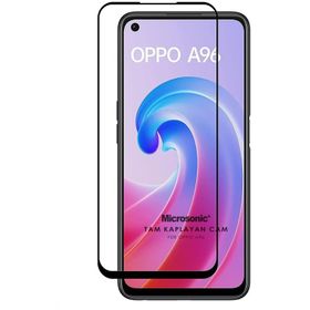 Microsonic Oppo A76 Tam Kaplayan Temperli Siyah Cam Ekran Koruyucu