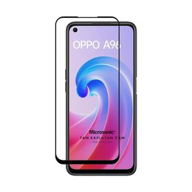 Microsonic Oppo A76 Tam Kaplayan Temperli Siyah Cam Ekran Koruyucu