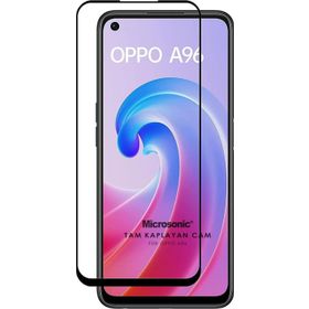 Microsonic Oppo A76 Tam Kaplayan Temperli Siyah Cam Ekran Koruyucu