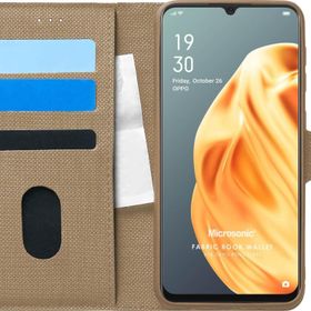 Microsonic Oppo A91 Fabric Book Wallet Gold Cep Telefonu Kılıfı